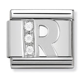 Nomination Composable Classic Link 330301/18 Letter R with CZ in 925 Silver